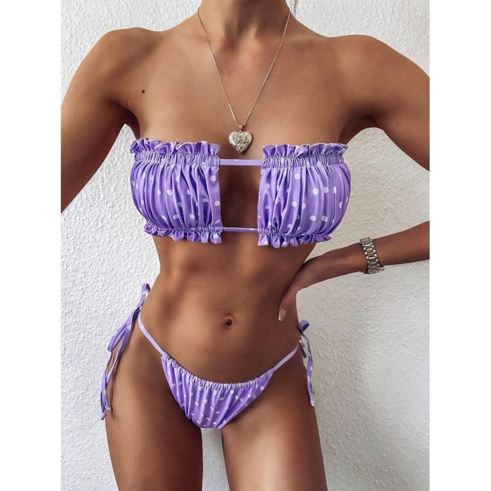 Everyday The Label Frilled Two-Piece Swimsuit Women Orange Bikinis